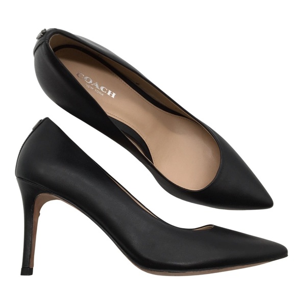 COACH Classic Black Leather Heels - Picture 1 of 12